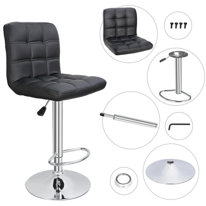 ZENY Bar Stool Set Of 4 With Soft Cushion And Metal Frame - Black