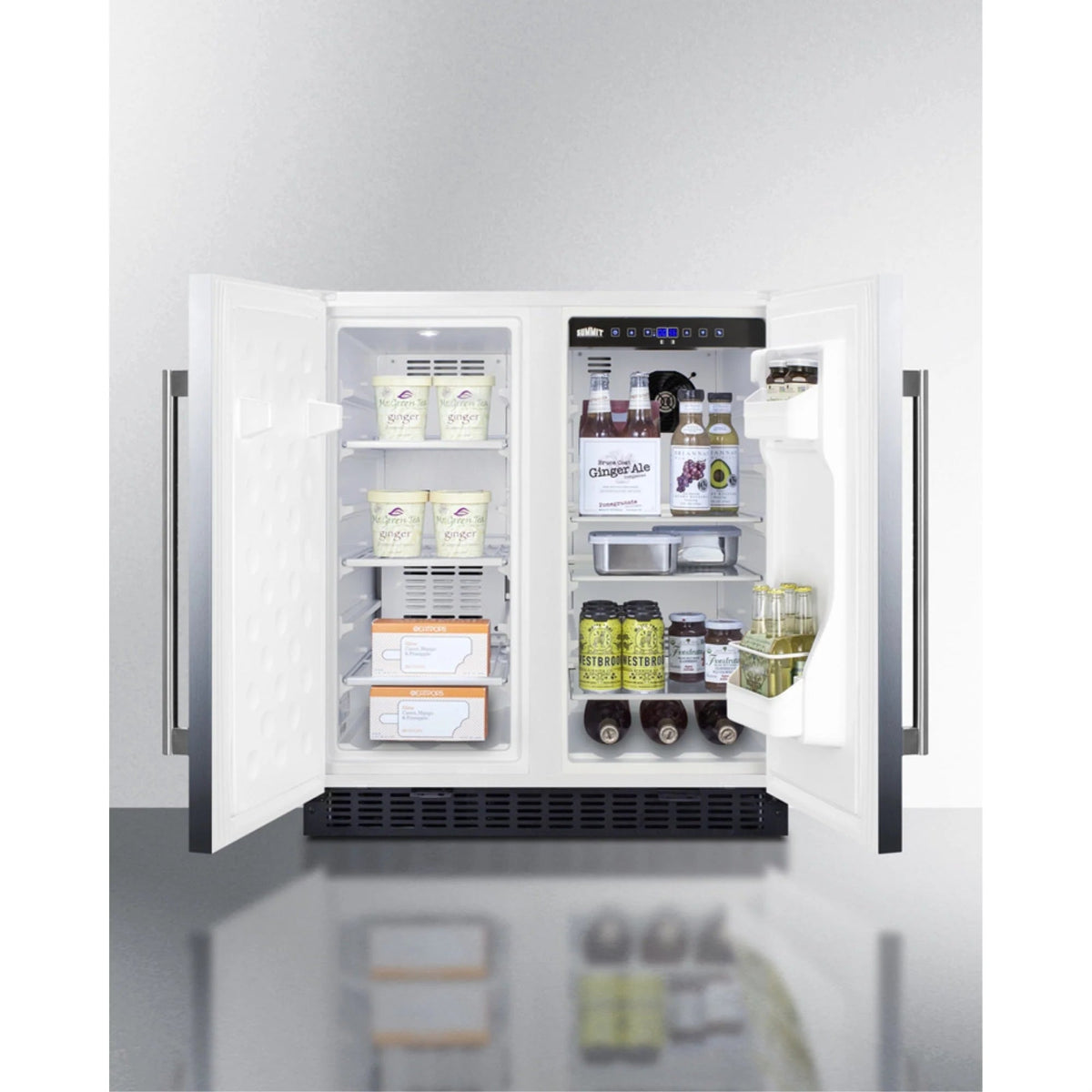 30" Wide Undercounter Frost-Free Side-by-Side Refrigerator-Freezer, Stainless Steel With Locks And Digital Controls