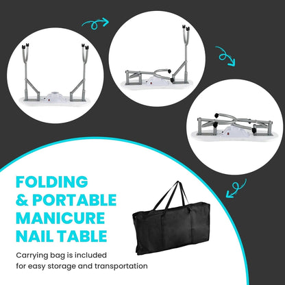 LDAILY Portable Nail Table With Electric Dust Collector