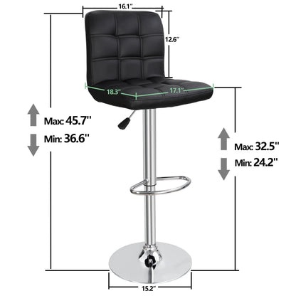 ZENY Bar Stool Set Of 4 With Soft Cushion And Metal Frame - Black
