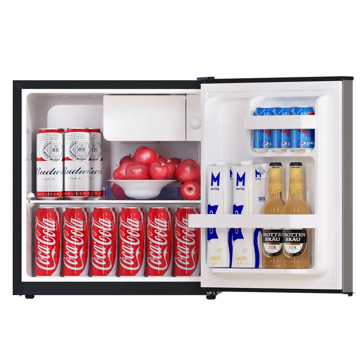 Single Door Mini Fridge With Freezer, 1.7 Cu Ft, Grey