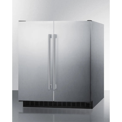 30" Wide Undercounter Frost-Free Side-by-Side Refrigerator-Freezer, Stainless Steel With Locks And Digital Controls