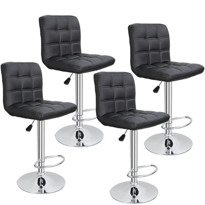 ZENY Bar Stool Set Of 4 With Soft Cushion And Metal Frame - Black