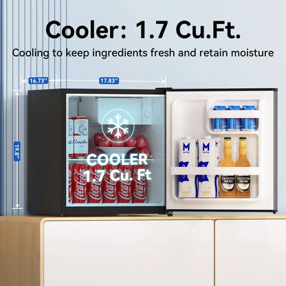 Single Door Mini Fridge With Freezer, 1.7 Cu Ft, Grey