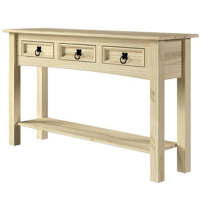 Solid Pine Wood Console Table With 3 Drawers - 47.99in W x 12.64in D x 28.82in H