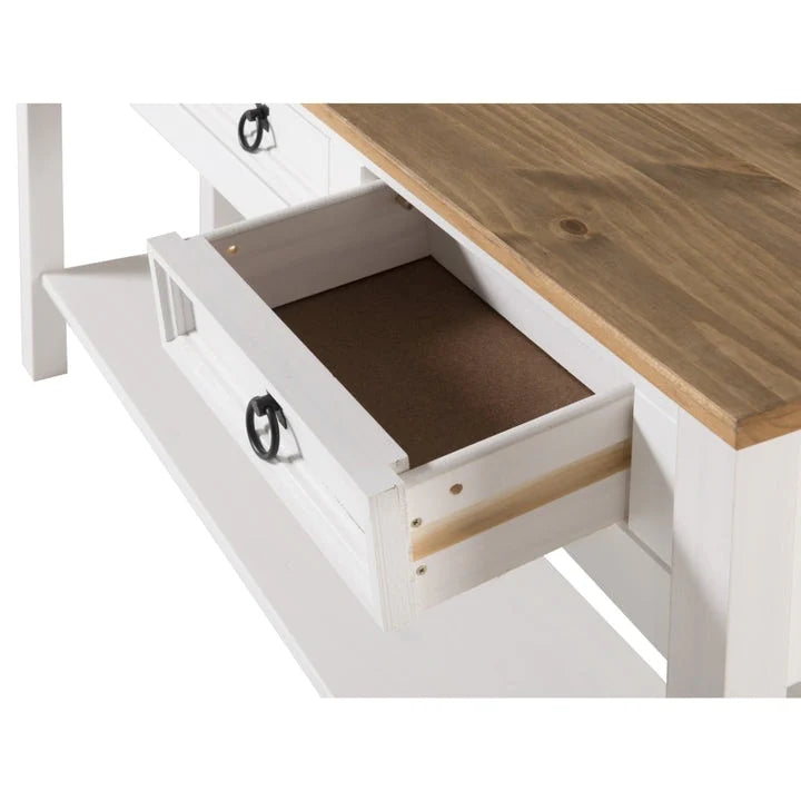 Solid Pine Wood Console Table With 3 Drawers - 47.99in W x 12.64in D x 28.82in H