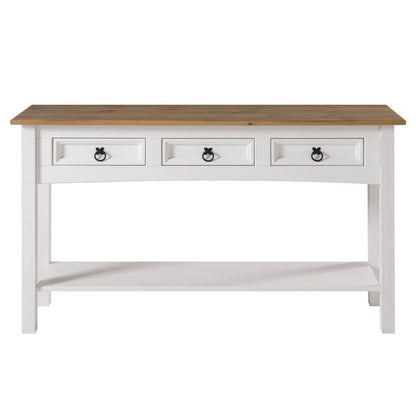 Solid Pine Wood Console Table With 3 Drawers - 47.99in W x 12.64in D x 28.82in H