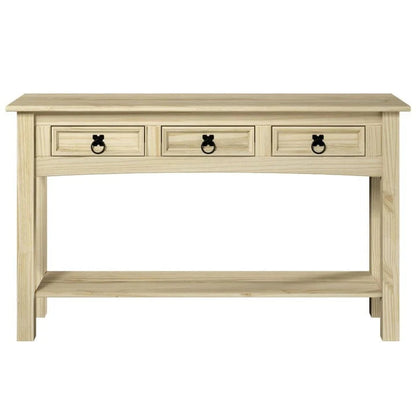 Solid Pine Wood Console Table With 3 Drawers - 47.99in W x 12.64in D x 28.82in H