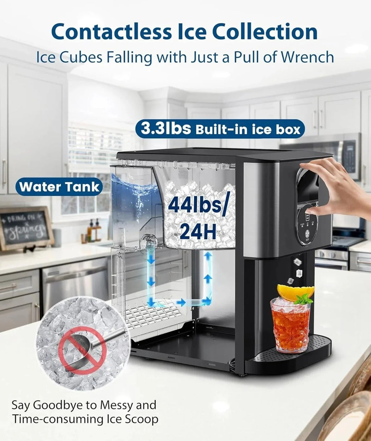 COWSAR Countertop Nugget Ice Maker, 44 lbs/24H - Z5820DN