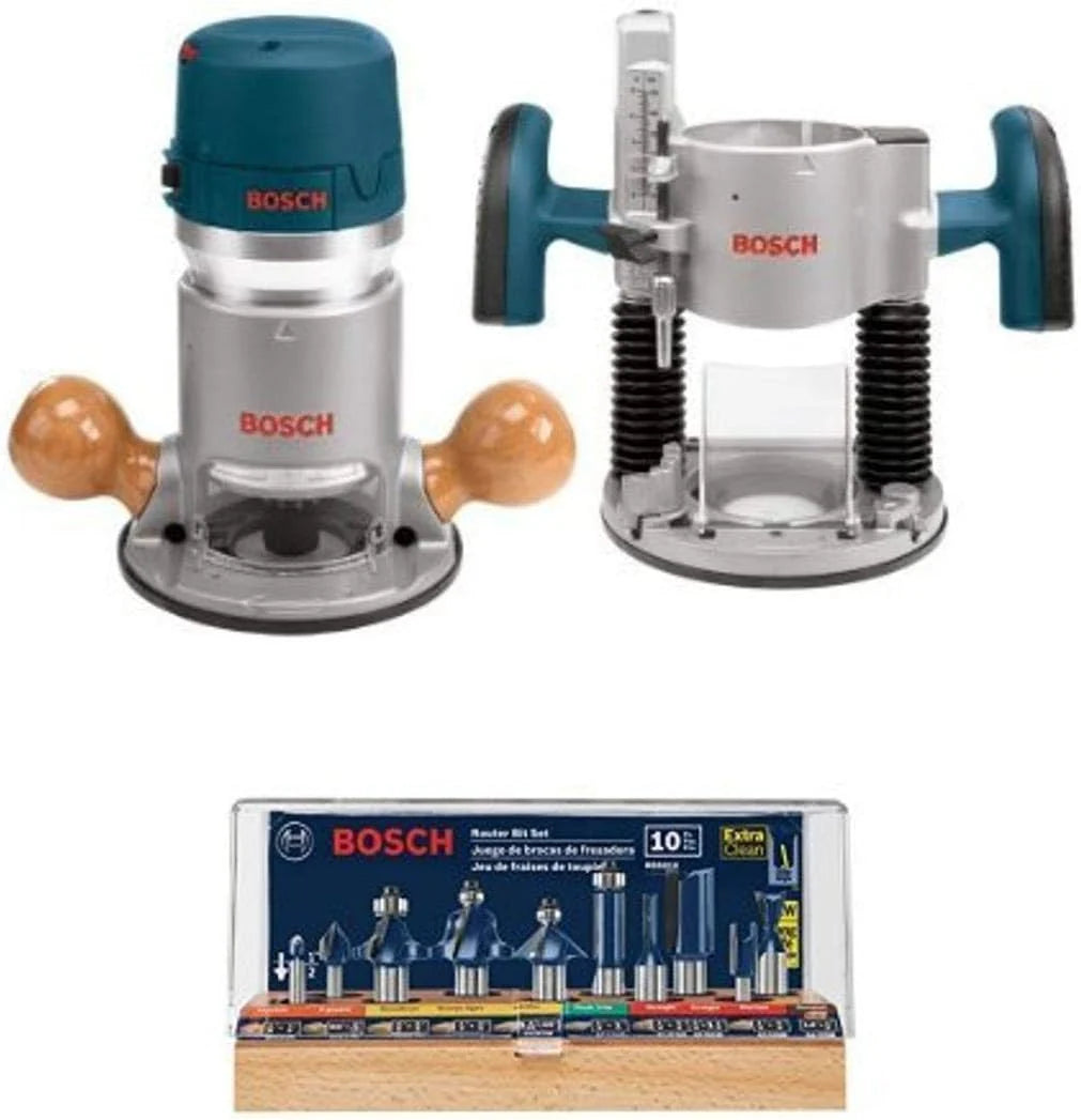 BOSCH Wood Router Tool Combo Kit, 12 Amp, 2.25 Horsepower - 1617EVSPK