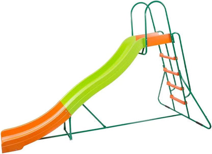 PLATPORTS Outdoor Playground Slide, 10 Ft, 123.59 in L x 58.5 in W x 60.45 in H, Orange/Green, Ages 4-8