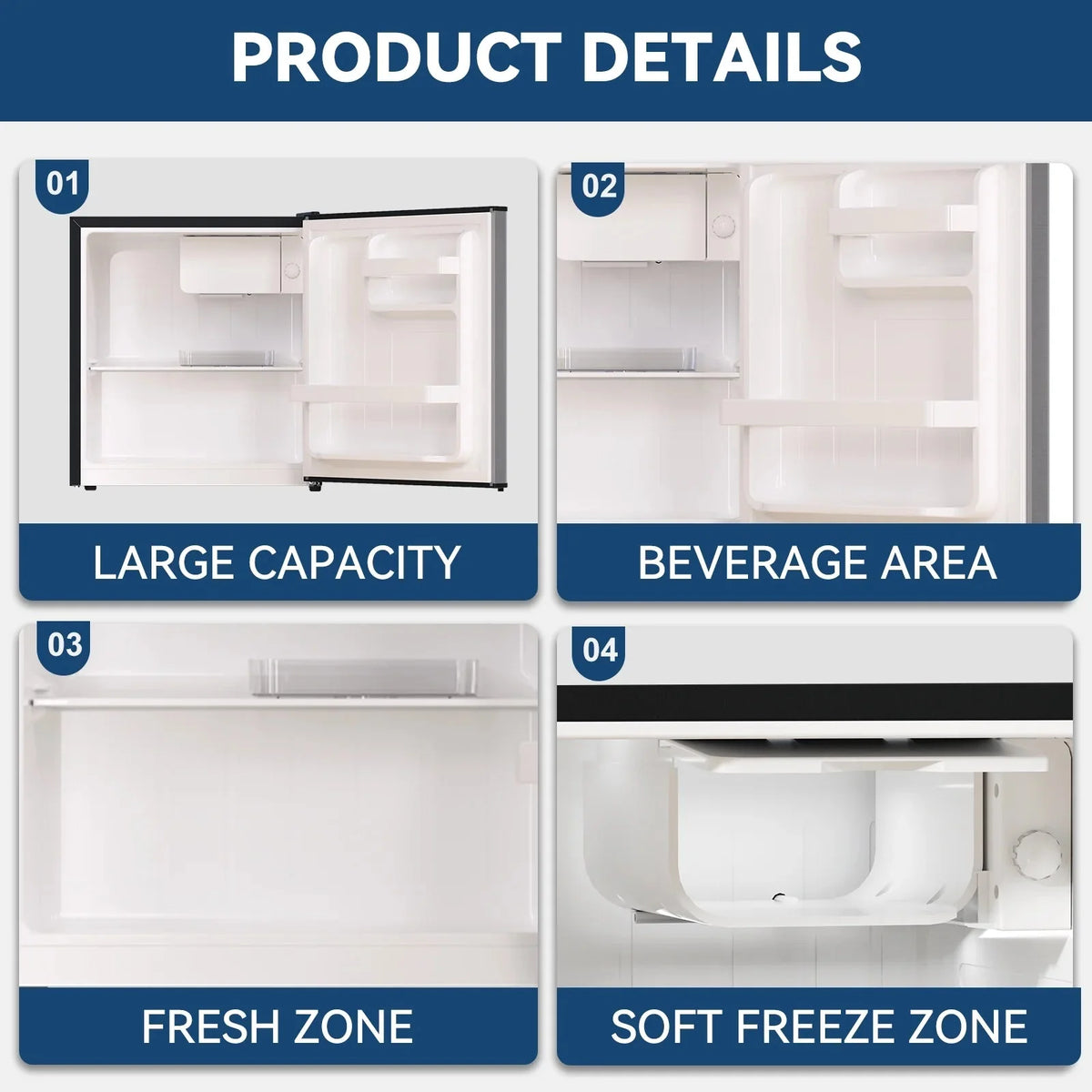 Single Door Mini Fridge With Freezer, 1.7 Cu Ft, Grey