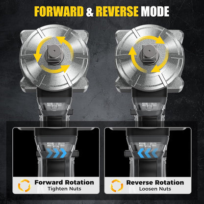 Cordless 1/2 Inch Impact Wrench, 1200Nm, 21V Brushless With 2 4.0Ah Batteries And 5 Sockets