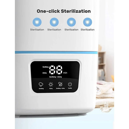 3-In-1 Baby Bottle Steam Sterilizer And Dryer, 9 Bottles, White