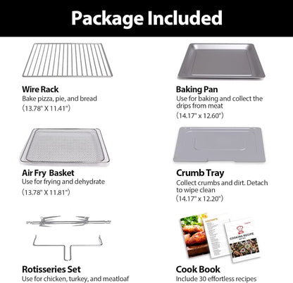 Beelicious Air Fryer Oven Combo, 32QT, Black, 19-in-1 - BAF-802