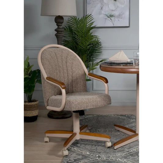 Casual Dining Cushion Swivel-and-Tilt Rolling Caster Chair, 38 Inches H x 24 Inches W x 22 Inches D