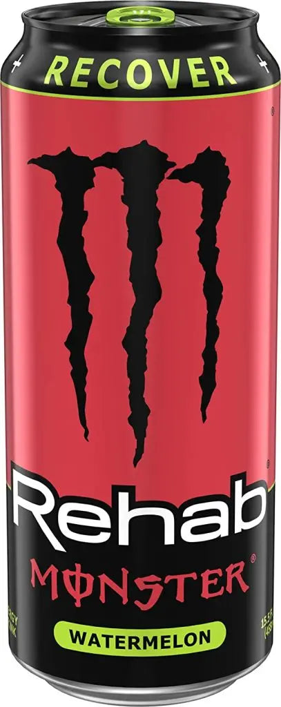 Monster Energy Rehab Watermelon Energy Drink, 15.5oz, 24-Pack, 150mg Caffeine