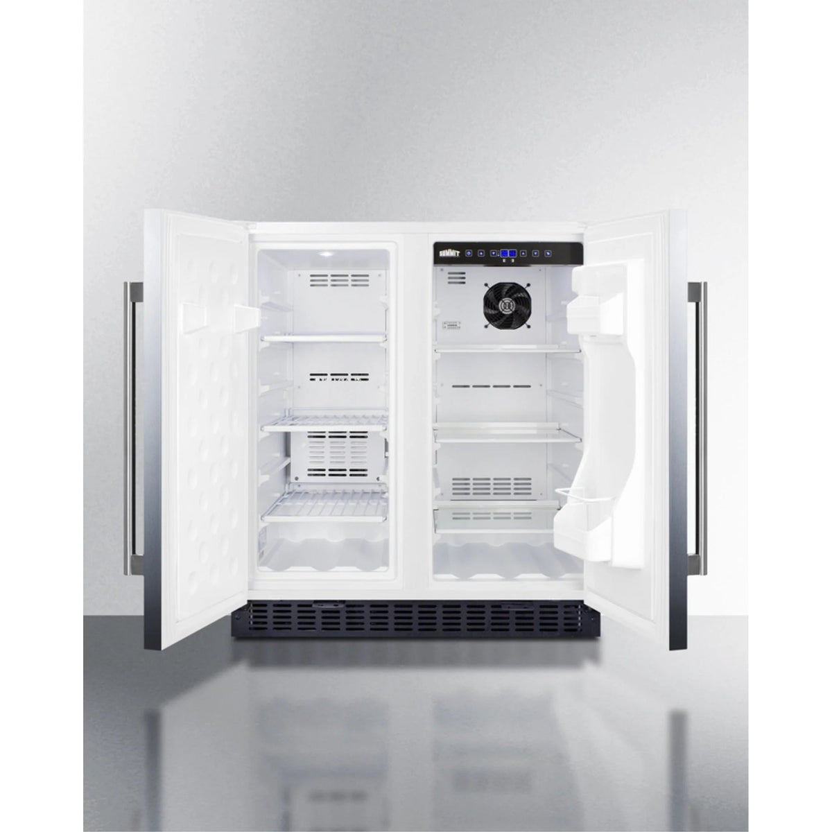 30" Wide Undercounter Frost-Free Side-by-Side Refrigerator-Freezer, Stainless Steel With Locks And Digital Controls