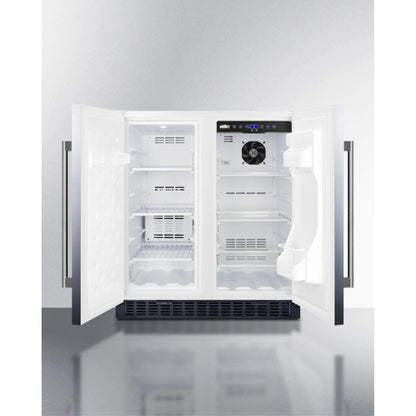 30" Wide Undercounter Frost-Free Side-by-Side Refrigerator-Freezer, Stainless Steel With Locks And Digital Controls
