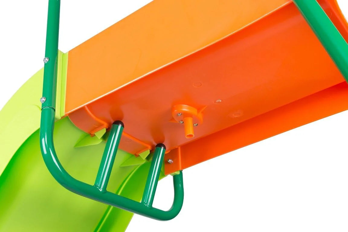 PLATPORTS Outdoor Playground Slide, 10 Ft, 123.59 in L x 58.5 in W x 60.45 in H, Orange/Green, Ages 4-8